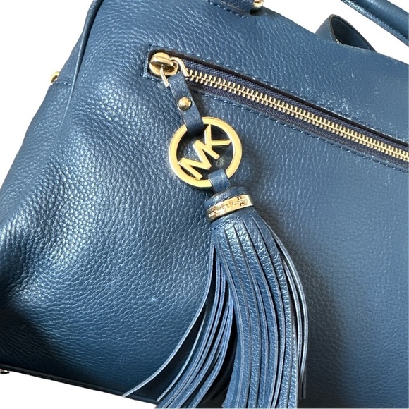 Michael Kors Navy Blue Handbag Gold Metal Hardware - Picture 15 of 15